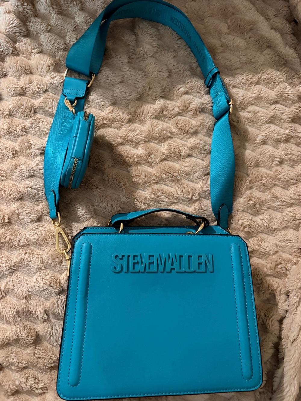 Steve Madden Bright Teal Logo Crossbody Bag